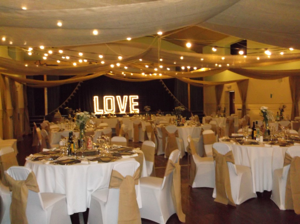 Hall set up for a wedding